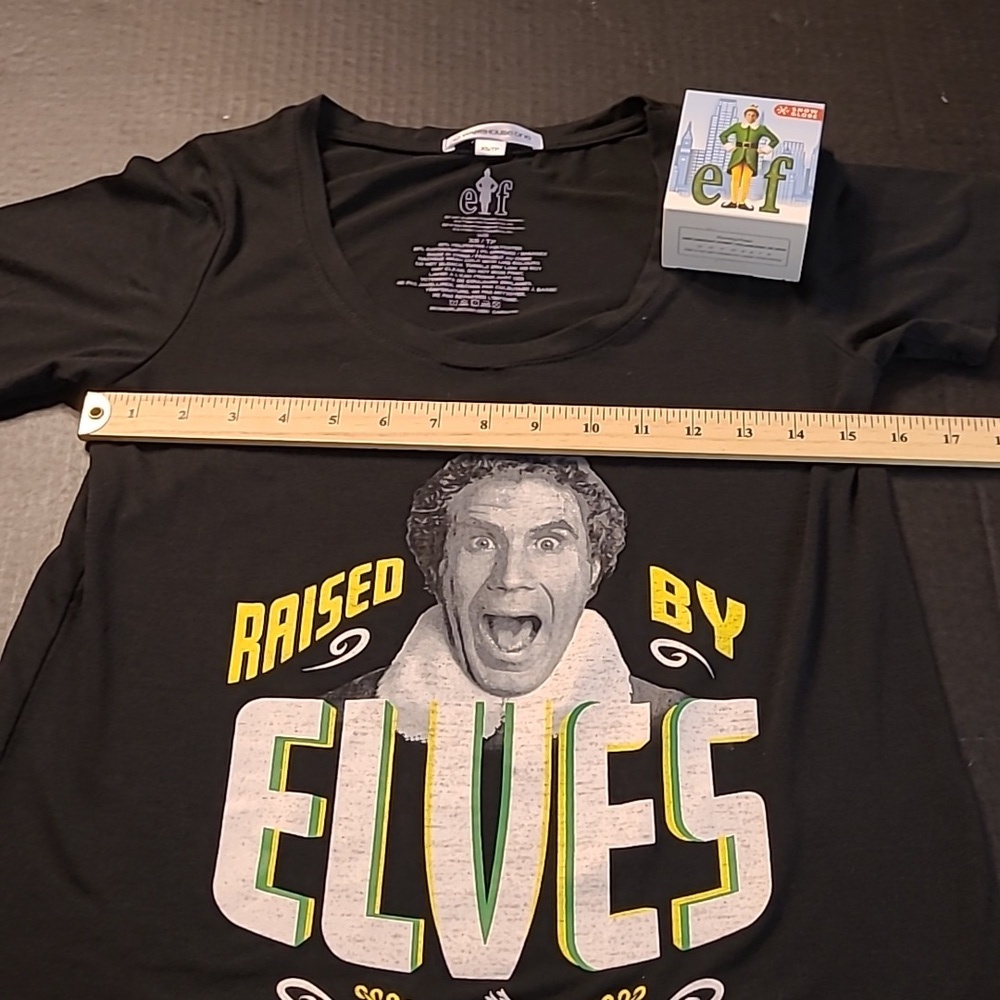 ELF 'Raised by Elves' Graphic T-Shirt And Mini Snowglobe With 2 Magnet